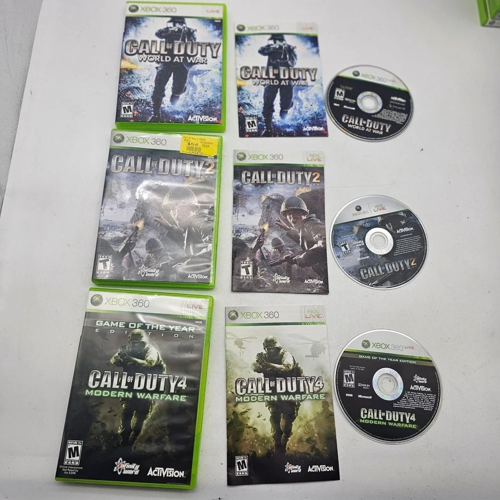 Call Of Duty 2 4 Modern Warfare World At War Xbox 360 Game Lot CIB READ Mature